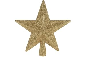 ‎SPETEBO Spetebo Weihnachtsbaumspitze 19x18 cm mit dezentem Glitzer - Farbe: Gold - Kunststoff Christbaumspitze Weihnachtsbaum Stern Spitze Baumspitze