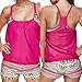 Produktbild Yvelands Damen Tankini Set Beachwear gekräuselten sexy schlanken Badeanzug Bikini(Pink,XXXL)