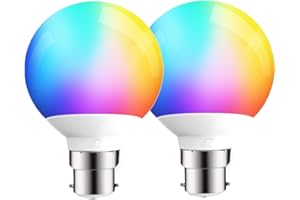 iLC LED Globe Alexa Light Bulbs B22, Work with Alexa (Echo Devices Required), 6W G80 Smart Light Bulb Colour Changing Light Bulb Warm White 2700K +RGB, Bayonet (2 Pack)