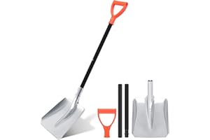 BROTOU Aluminum Snowshovel, 80-101cm Adjustable, Lightweight Portable Snowshovel with Aluminum Shovel Head and Non-Slip D-Grip, for Garden Camping Outdoors