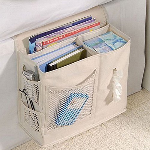 Panniuzhe Organizador para colgar a un lado de la cama con 6 bolsillos, ideal para guardar el reloj, teléfono móvil, gafas, revistas, etc.