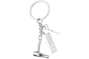 DRAGONAUR-HOME DECOR Dragonaur - Portachiavi sofisticato e pratico, da uomo e da donna, per parrucchieri, con ciondoli a forma di forbici, pettine e asciugacapelli