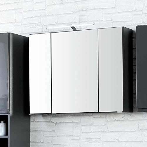 3D Spiegelschrank in Anthrazit LED Beleuchtung Breite 100 cm Pharao24