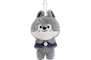 SUJEBKC SK Llavero De Peluche,Peluche skz,12cmserie 'Magic School' Sk-Zoo Llaveros 'Stay' Lindo Llavero Colgante(Lobo Gris)