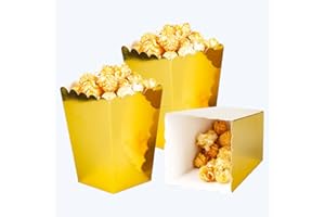 CC wonderland zone Lot de 24 Petite Boîtes à Popcorn Doré,Mini Conteneurs Pop-Corn en Papier Or pour Fêtes