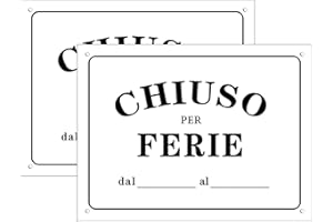 FOXNEC Cartello Area CHIUSO PER FERIE 2 Pezzi - 20x30cm - PVC Ultra Resistente - Fori preforati - Impermeabili, Resistenti al Sole, non Facilmente Deformabili (Segnaletico-3)