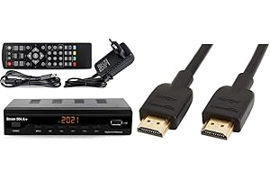 Strom 504 A+ Décodeur TNT Full HD -DVB-T2 - Compatible HEVC264 - Noir & Amazon Basics Câble HDMI 2.0 Haute Vitesse Ultra HD, supportant Les formats 3D et avec Canal de Retour Audio, 0,9 m