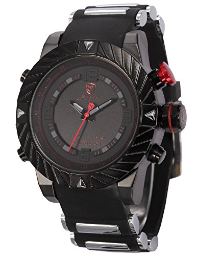 Shark Herren Armbanduhr Dual LED Digital Quarzuhr Schwarze Armband aus Gummi Sport SH166 Shark Herren Armbanduhr Dual LED Digital Quarzuhr Schwarze Armband aus Gummi Sport SH166