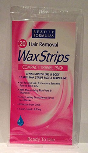 Beauty Formulas 20 Hair Removal Wax Strips Compact Travel Pack