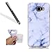 Produktbild Galaxy A3 2017 Schutzhülle,Galaxy A3 2017 Handyhülle,Leeook Ultra Dünn Schlank Kratzfest Tpu Bumper Hülle Cool Weiß Marmor Marble Muster Weiche Silikon Slim Flexibel Tasche Etui Cover für Samsung Galaxy A3 2017 + 1 x Schwarz Eingabestift-Weiß Marmor
