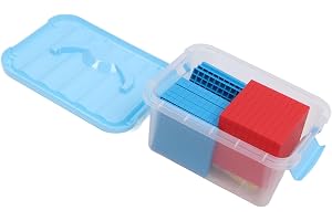 Phefop Base Ten Blocks Klassrumsset, Plastmaterial, Utbildningsverktyg för Barn med Förvaringslåda för Matematikinlärningsakt