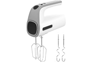 Taurus Station Grey - Batidora amasadora de repostería, 300W, 5 velocidades, función turbo, 2 tipos varillas: amasadoras y batidoras, varillas extraíbles, libre BPA, ergonómica, compacta, blanco/gris