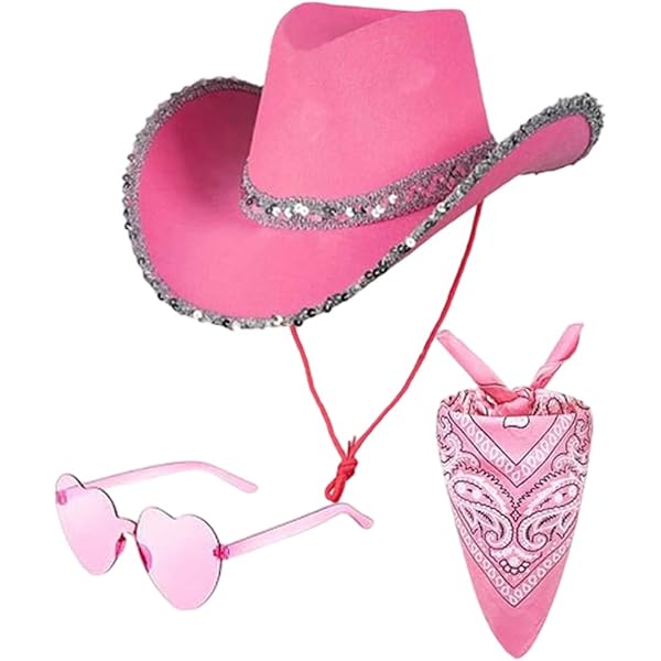 Chapeau de Cowboy pour Femmes Style Western à Bord Pailleté, Chapeaux de Cowgirl pour Douche Nuptiale, Accessoires de Costumes de Fête de Fiançailles, Blanc