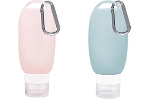 NODCOWS 2Pcs 90ml Bottiglie da Viaggio in Silicone di Alimentazione con Moschettone, Tubi di Alimentazione per Riempire i Cani per Articoli da Toeletta Shampoo Liquidi Balsamo Lozione