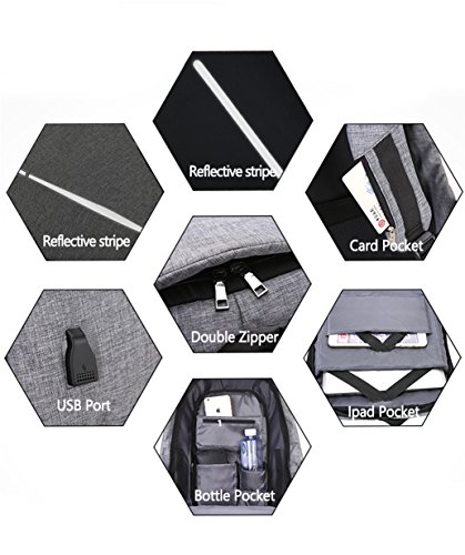 Herren Damen Laptop Rucksack mit USB-Port Wasserdicht Business Rucksack leichte Schulter Notebook Rucksack