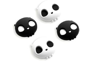 ‎GEEKSHARE GeekShare Czapki joysticka z czaszką kompatybilne z Switch 2, antypoślizgowe silikonowe nakładki na kciuki do Switch 2025, czarno-białe, 4 szt