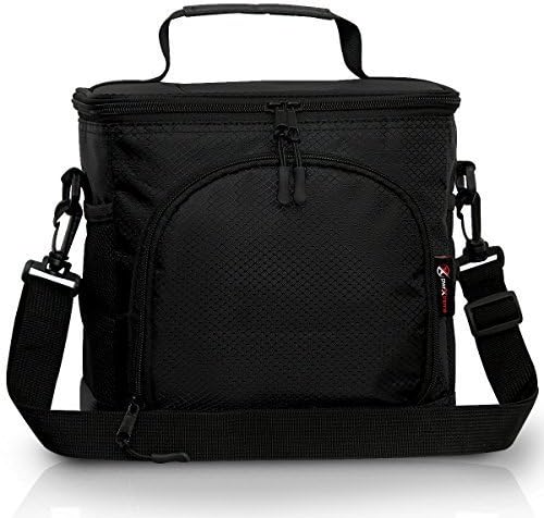 Insulated Lunch Bag 2 Way Zipper Closures Double-Sewn Nylon Large Mesh Side Pockets and Detachable Shoulder Strap by PwrXtreme
