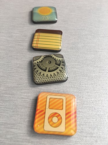 Haft-Magnete im App Design Kühlschrank-Magnete iPhone, iPad Apps Super-Magnete für den Edelstahl Kühlschrank, Magnettafel, Magnetwand 18-teilige Deko-Magnete 2x2x0,2 cm kleine bunte Neodym Magnete - 8