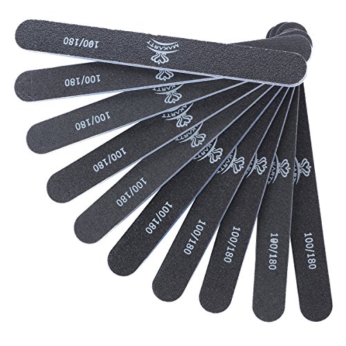 MAKARTT® 10pcs/ pack Professional Nail Files Washable Double Sided Emery Board 100/180, 120/240, 180/240 Grit Nail Buffering Files (100/180 Grit)