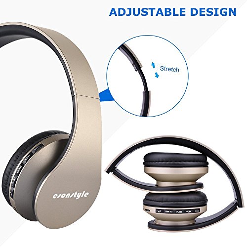 Esonstyle Plegable 4 en 1 Auriculares Inal  mbricos Bluetooth Est  reo Auriculares con Micr  fono   Audio cable  Apoyo Tarjeta SD  Radio FM para iPhone  iPad  Samsung Smartphones Android y Tablet PC