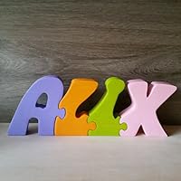 Prénom puzzle en bois Alix entièrement fabriqué à la main en France
