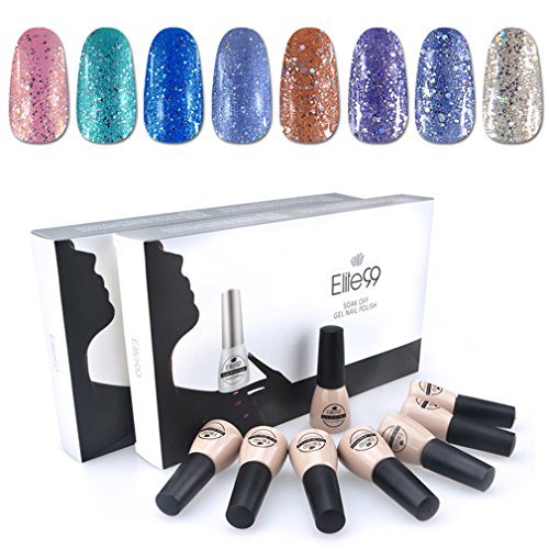 Elite99 Gelpolish 8 Colors Kit UV LED Gel Nail Polish Soak Off Manicure Box Gift (C011-A)
