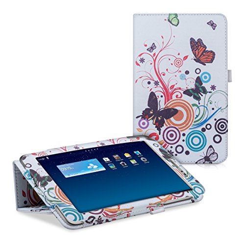 kwmobile Hülle für Huawei MediaPad T1 8.0 / Honor T1 – Tabletcover Slim Case Tablet Schutzhülle – Smart Cover Tabletcase Schmetterlinge Hippie Design Mehrfarbig Pink Weiß - 5