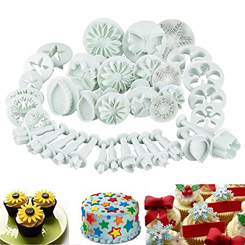 ilauke 36tlg. Ausstecher Stempel Ausstechform Modellierwerkzeug DIY Schneeflocken Blumen Blumenausstecher Fondant Marzipan Tortendeko Kuchen Cutter (36 teilig Schneeflocken)
