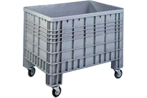 GSEUROMARKET Cassone bins in plastica chiuso con ruote carrello Contenitore sovrapponibile in PHED litri 280 per l'industria leggera dimensioni mm.1000x640xh.770