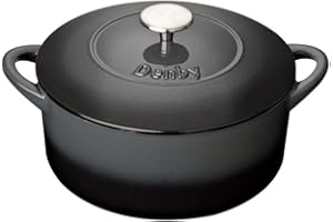 Denby - Halo Black Cast Iron Casserole Dish - Dutch Oven, Oven Safe Pot, Enamelled - 24cm, 4.05L Capacity - Round