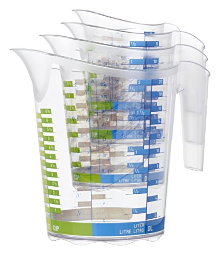 Rotho 1750610379 Messbecher DOMINO aus Kunststoff, Messkanne in transparent mit farbiger Skala, BPA frei, Inhalt 1 Liter, ca. 18,5 x 12,4 x 15,7 cm - 3