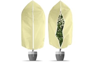 OFFCUP Plant Fleece Frost Protection Cover, 2pcs 60GSM 120×180cm Garden Fleece Frost Protection with Zip, Winter Plant Cover for Olive Tree Potted Palms Shrub, from Birds and Insects
