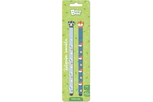 Grafoplas - Set Escolar 2 Bolis Borrables Tinta Gel Azul, Bits&Bobs Animals Zorro y Mapache, Permite Recambio, Incluye Goma de Borrar, Escritura Limpia sin Manchas, Material Escolar y Regalo Original