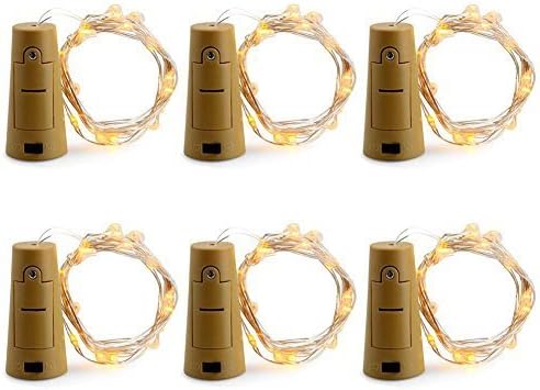 Yuegu 6 Pack LED Bottle Cork String Light , 20LED 70in(180cm) Wine Bottle Cork Spark Starry Fairy String Light Battery-operated (Included )Lamp Decoration for Home Decorative,Wine Bottle DIY, Party,Wedding Decorations,Holiday Warm White
