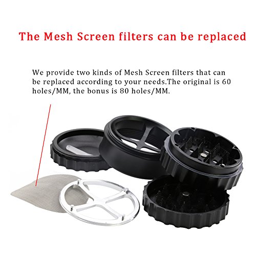 DCOU Neues Design Premium Grinder für Kräuter, Tabak und Kaffeebohnen 2.5 Zoll 63mm 4 Teile mit dreieckige sägezahnformige Klingen - 5