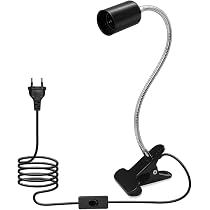 Lámpara Con Pinza LAKONEI - Portalámparas E27 De Cuello De Cisne 360°, Flexible, Con Interruptor Y Enchufe UE (Blanco, Bombilla No Incluida)