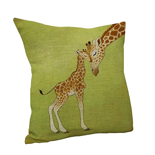 Nunubee Sofa Auto Bett Dekor Baumwolle Leinen Dekokissen Fall Kissenbezug Giraffe
