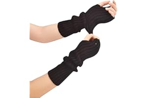 Suxgumoe Women Arm Warmers, Knitted Long Sleeve Fingerless Gloves Mittens Winter Wrist Warmers with Thumb Hole for Ladies Girls