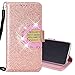 Produktbild Nadoli Galaxy A40 Spiegel Glitzer Hülle,Luxus Strass Bling Diamant Ledertasche mit Kartenfächer Brieftasche Diamant Standfunktion Leder Etui Schale für Samsung Galaxy A40,Rose Gold