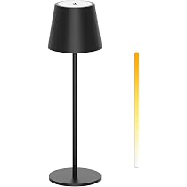 Lampada Da Tavolo Ricaricabile Senza Fili | Dimmer Touch, 3 Colori Luce, Regolabile In Altezza, Nera