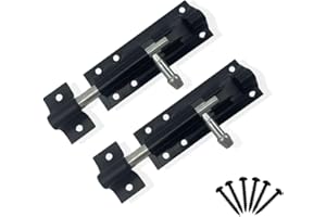 Tradeals 2 Pack - Heavy Duty Gate Bolt Door Lock Tower Door Bolt Door Lock Barrel Slide Bolt Lock for Garden Gates,Shed Doors and Wooden Fence Extra Safety and Security Black (4")