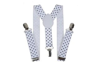 Linghe Children's Braces Clip - Boys Girls Polka Dot Adjustable Elastic Y-Shaped 3 Clip Braces