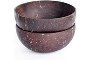 DuVert Paris Bols en Noix de Coco Vaisselle en Bois Rustique Stable pour Pique-niques et fêtes d'anniversaire Bols jetables naturels biodégradables respectueux de l'environnement (2 pièces)