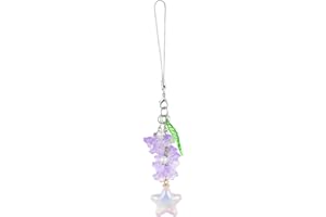 BEEFLYING Breloques Kawaii Pour Téléphone Portable Pendentif Breloque Téléphone Portable Y2K Charmes Muguet en Acrylique Porte-clés sac de Fille Breloque Appareil Photo(Violet)