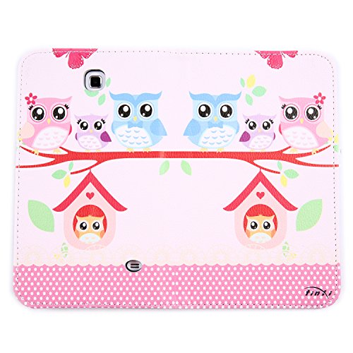 tinxi® Für Samsung Tab 4 7.0 Case, Kunstleder Tasche für Samsung Galaxy Tab 4 7.0 T230 7 zoll (17,78 cm) Tasche PC Tablet Schutzhülle Hülle Etui Flipcase Cover Case Eulen Familie Uhu Kauz Owl - 4