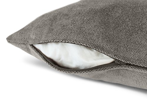 Hochwertige Kissenhülle mit samtig-weichem Chenille-Touch und dezentem Design – erhältlich in 14 modernen Farben und 3 verschiedenen Größen, 60×60 cm, silber - 4
