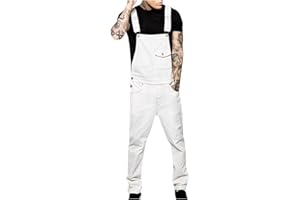 Keepink Denim Dungarees for Men UK Plus Size Long Pants Jeans Overalls Workwear Adjustable Strap Dungaree Mens Casual Sleeveless Rompers Suspender Playsuits Jumpsuits Pocket
