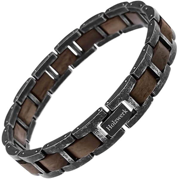 Waidzeit EL_T03 - Bracciale da donna, in legno, argento, marrone