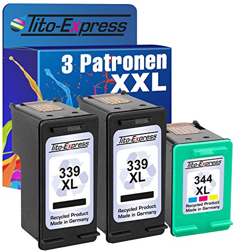 Tito-Express - Cartuchos de tinta reciclada para HP 339 XL y HP 344 XL (3 unidades)