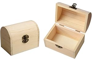 Gotetiso Cofanetto Legno 2 Pezzi Scatola Legno con Coperchio Forzieri del Tesoro in Legno Scatola in Legno di Pino Naturale Cassetta in Legno Piccola Scatola Legno con Serratura Colorabili